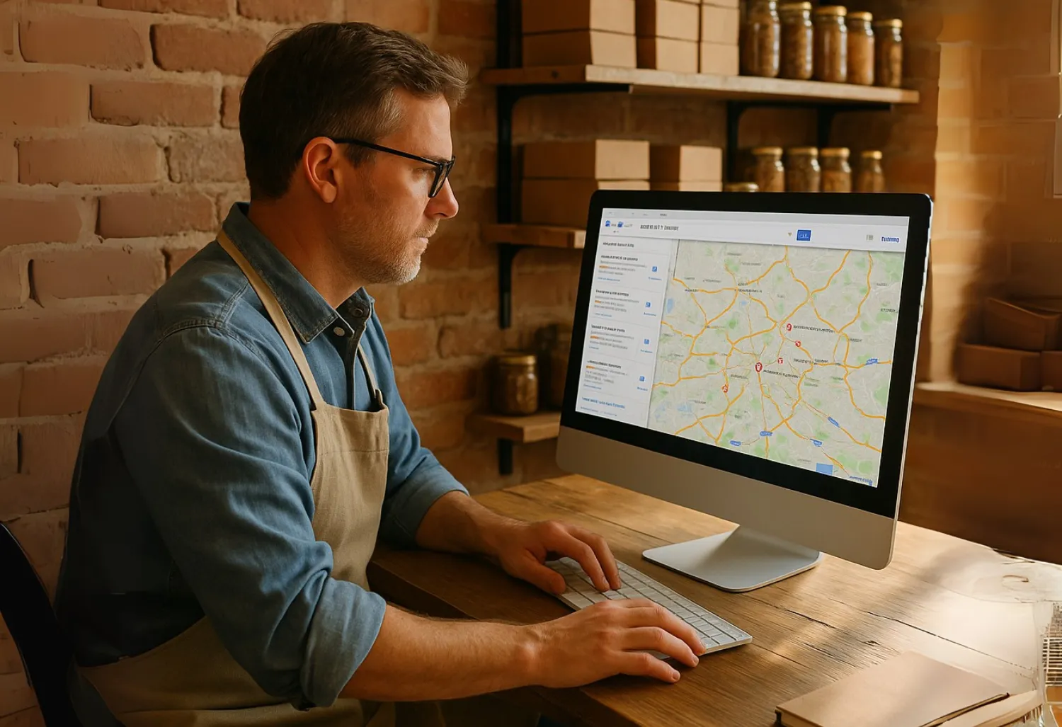 SMB Owner searching on desktop working-on-analytics